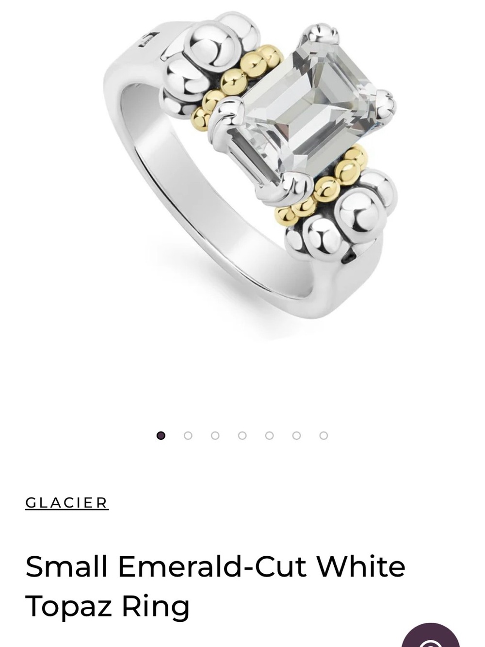 LAGOS NWOT Two-Tone White Topaz Emerald-Cut Ring